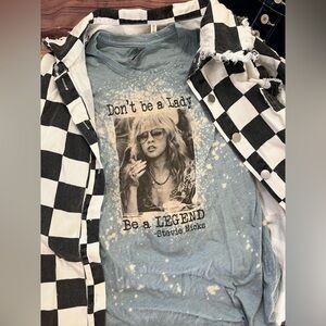 Blue Bleach Splattered Boutique Graphic Tee